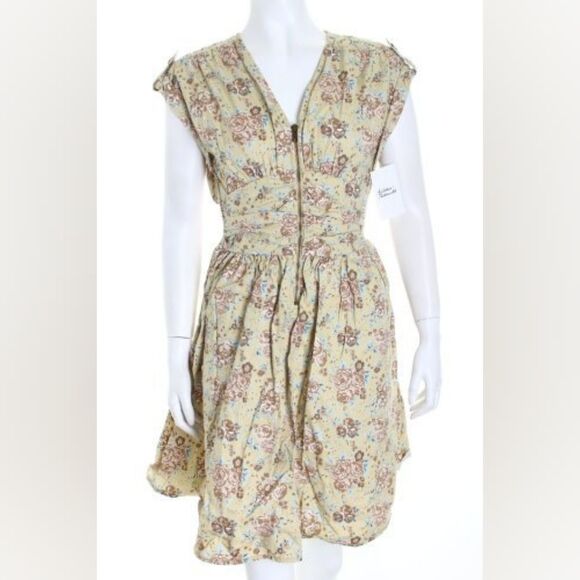 H&M Vintage Inspired Floral V-Neck Short Sleeve Dress Sz 2 - Picture 1 of 11
